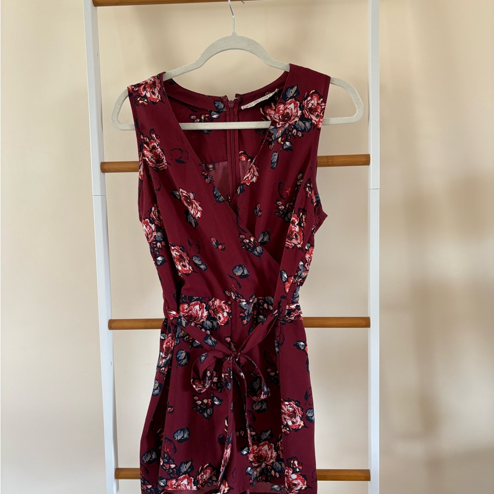 Floral Burgundy Wrap Romper